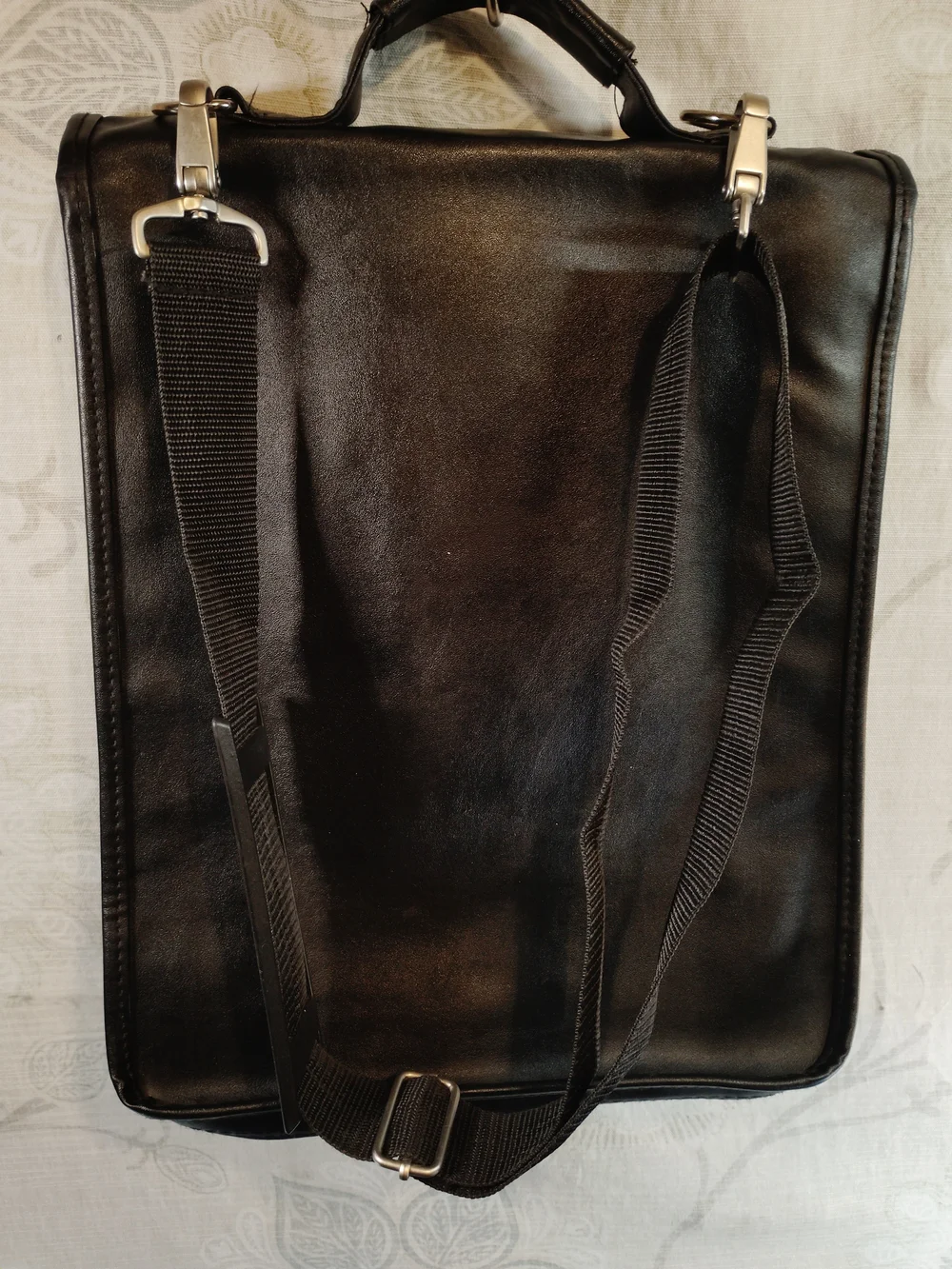 Classic Black Leather Messenger Bag with Gold-tone Hardware